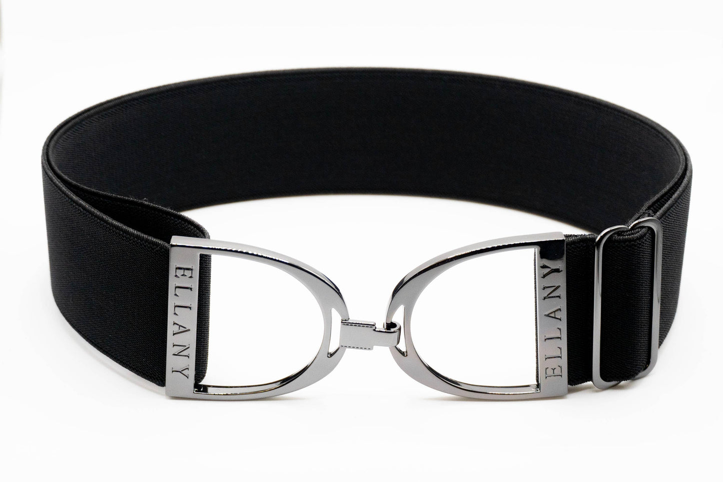 Black - 2" Gunmetal Stirrup Equestrian Elastic Belt - Riders Choice Supply Co