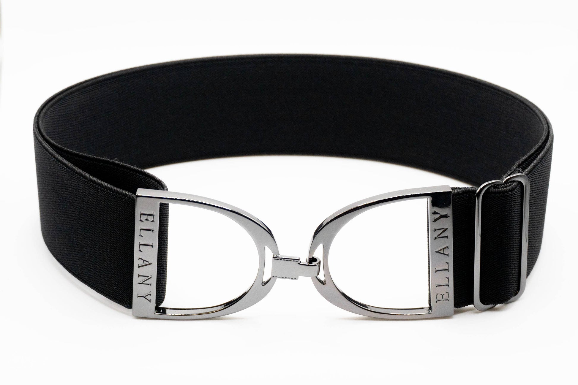Black - 2" Gunmetal Stirrup Equestrian Elastic Belt - Riders Choice Supply Co