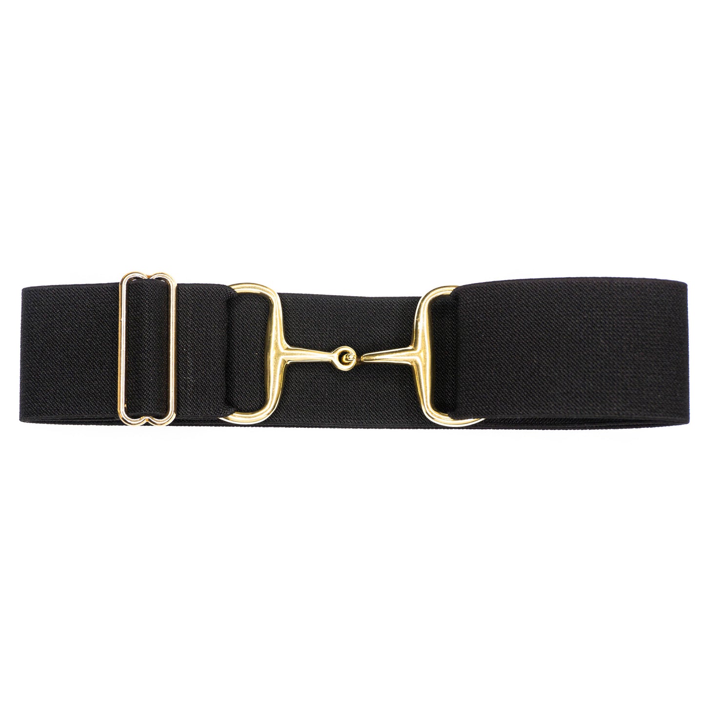 Black - 2" Gold Snaffle Equestrian Elastic Belt - Riders Choice Supply Co