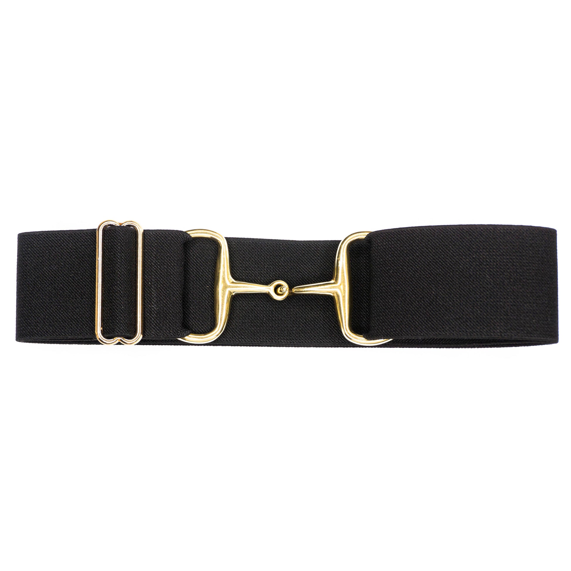 Black - 2" Gold Snaffle Equestrian Elastic Belt - Riders Choice Supply Co