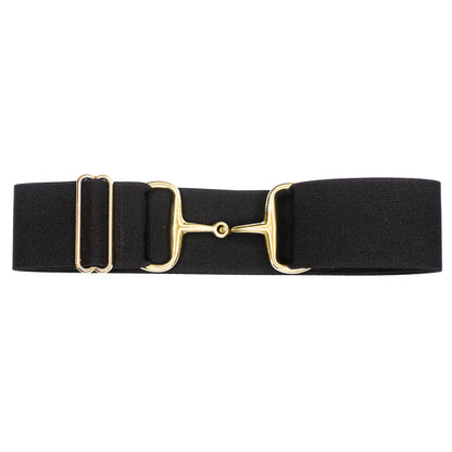 Black - 2" Gold Snaffle Equestrian Elastic Belt - Riders Choice Supply Co