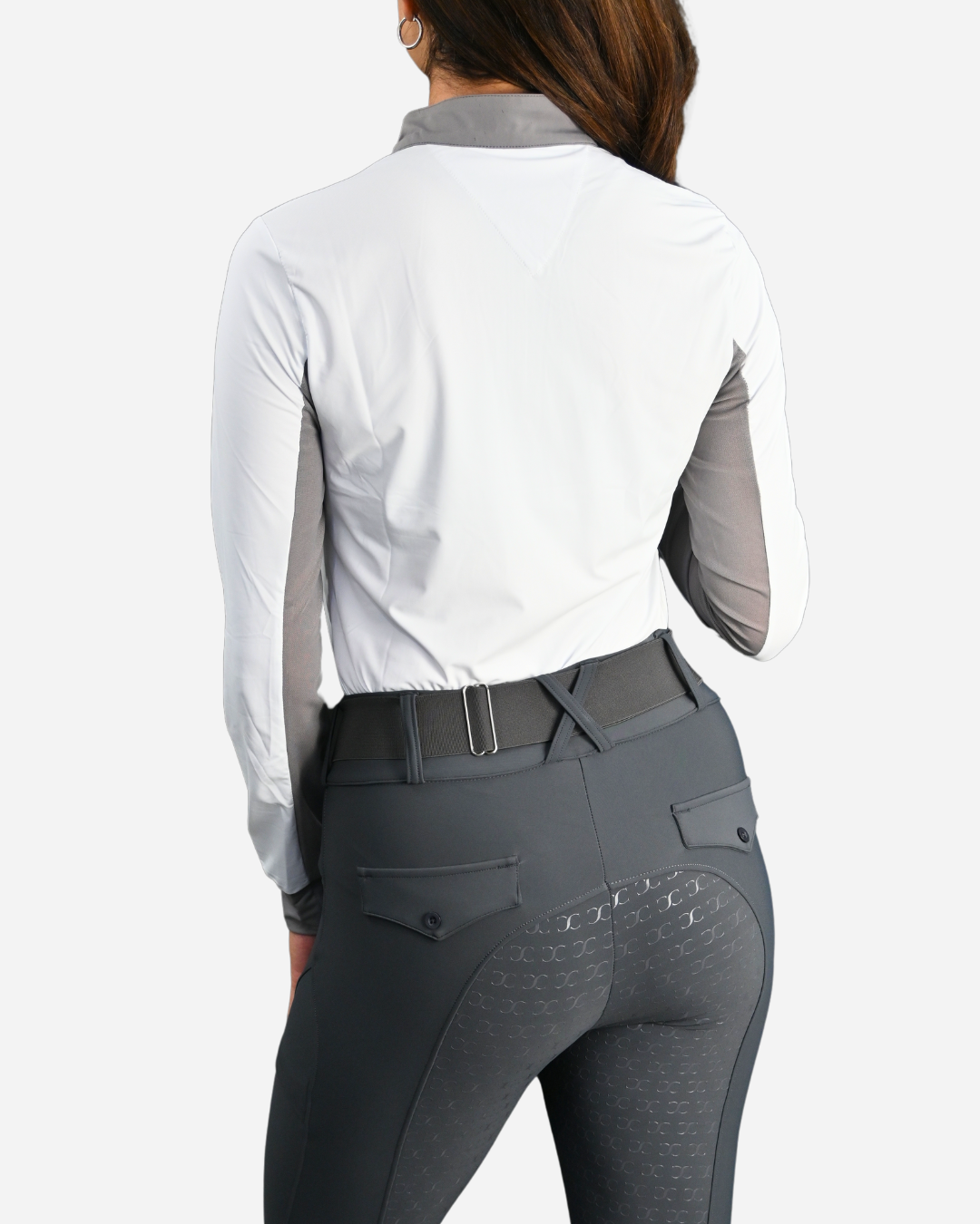 Cool and Comfortable White Sun Shirt with Glitter Bars - Riders Choice Supply Co