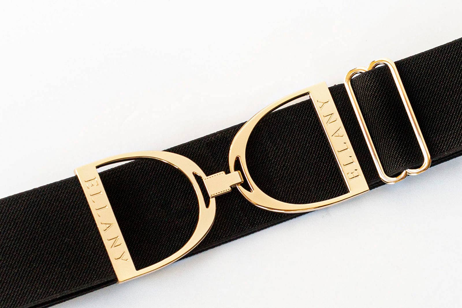 Black - 2" Gold Stirrup Equestrian Elastic Belt - Riders Choice Supply Co