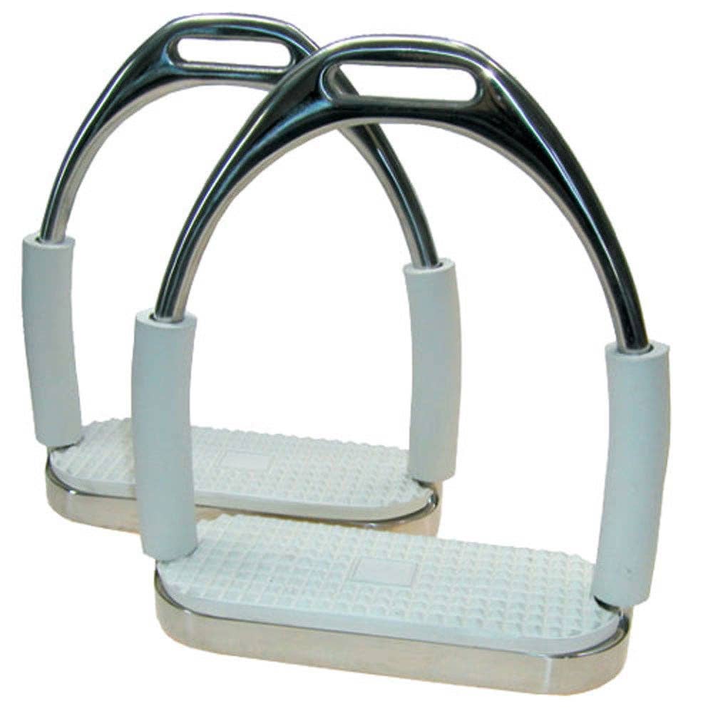 Coronet Double Jointed Flex SS Stirrups with White Pad - Riders Choice Supply Co