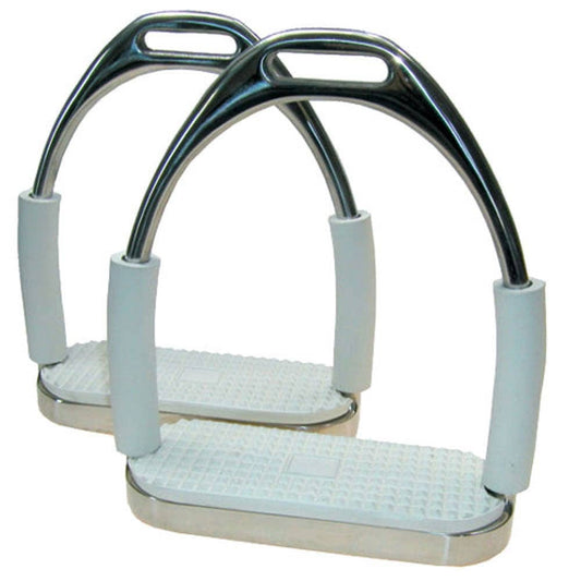 Coronet Double Jointed Flex SS Stirrups with White Pad - Riders Choice Supply Co