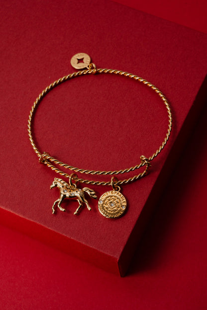 Horse Rope Textured Charm Bangle - Riders Choice Supply Co