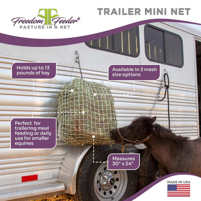 Freedom Feeder Trailer/Mini Hay Net - Slow Feed Hay Net - 2 Flake  - 3 Size Mesh Options - Riders Choice Supply Co