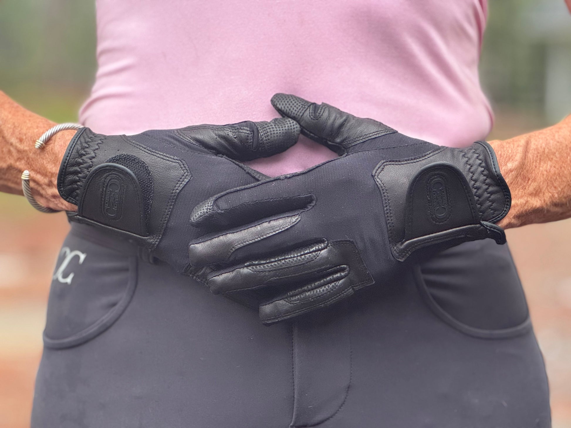 Tackified Copper Tech™️ Leather Premium Riding Glove in Black - Riders Choice Supply Co