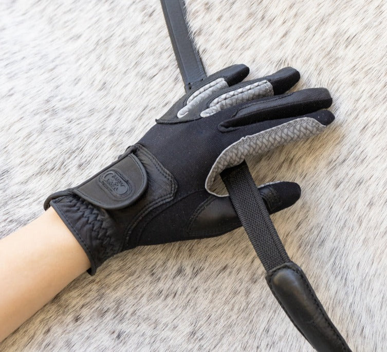 Oil-Tac Copper Tech™️ Leather Premium Riding Glove in Black - Riders Choice Supply Co