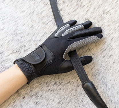 Oil-Tac Copper Tech™️ Leather Premium Riding Glove in Black - Riders Choice Supply Co