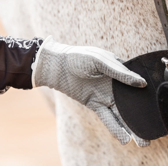 Oil-Tac Copper Tech™️ Leather Premium Riding Glove in White - Riders Choice Supply Co