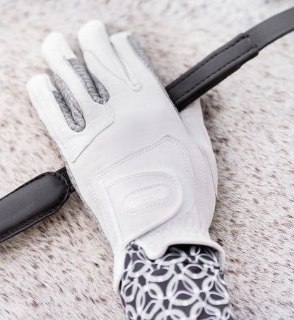 Oil-Tac Copper Tech™️ Leather Premium Riding Glove in White - Riders Choice Supply Co
