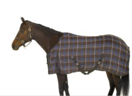 Centaur EZ Care Stable Sheet, Chocolate/Blue Plaid 72" - Riders Choice Supply Co