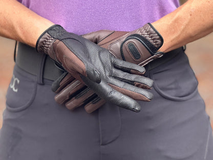 Tackified Copper Tech™️ Leather Premium Riding Glove in Brown - Riders Choice Supply Co
