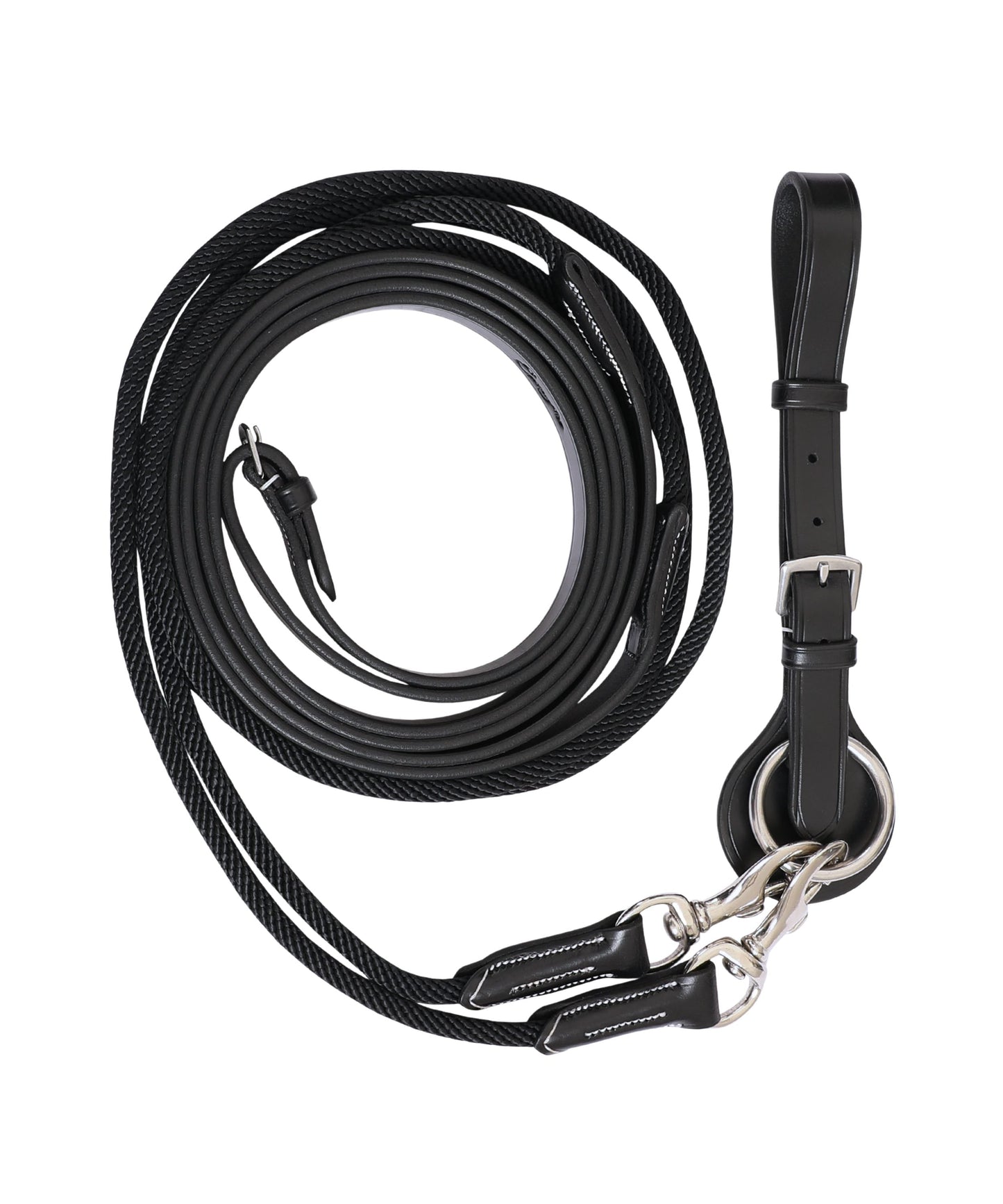 ExionPro Rope & Leather Draw Reins with Girth Loop