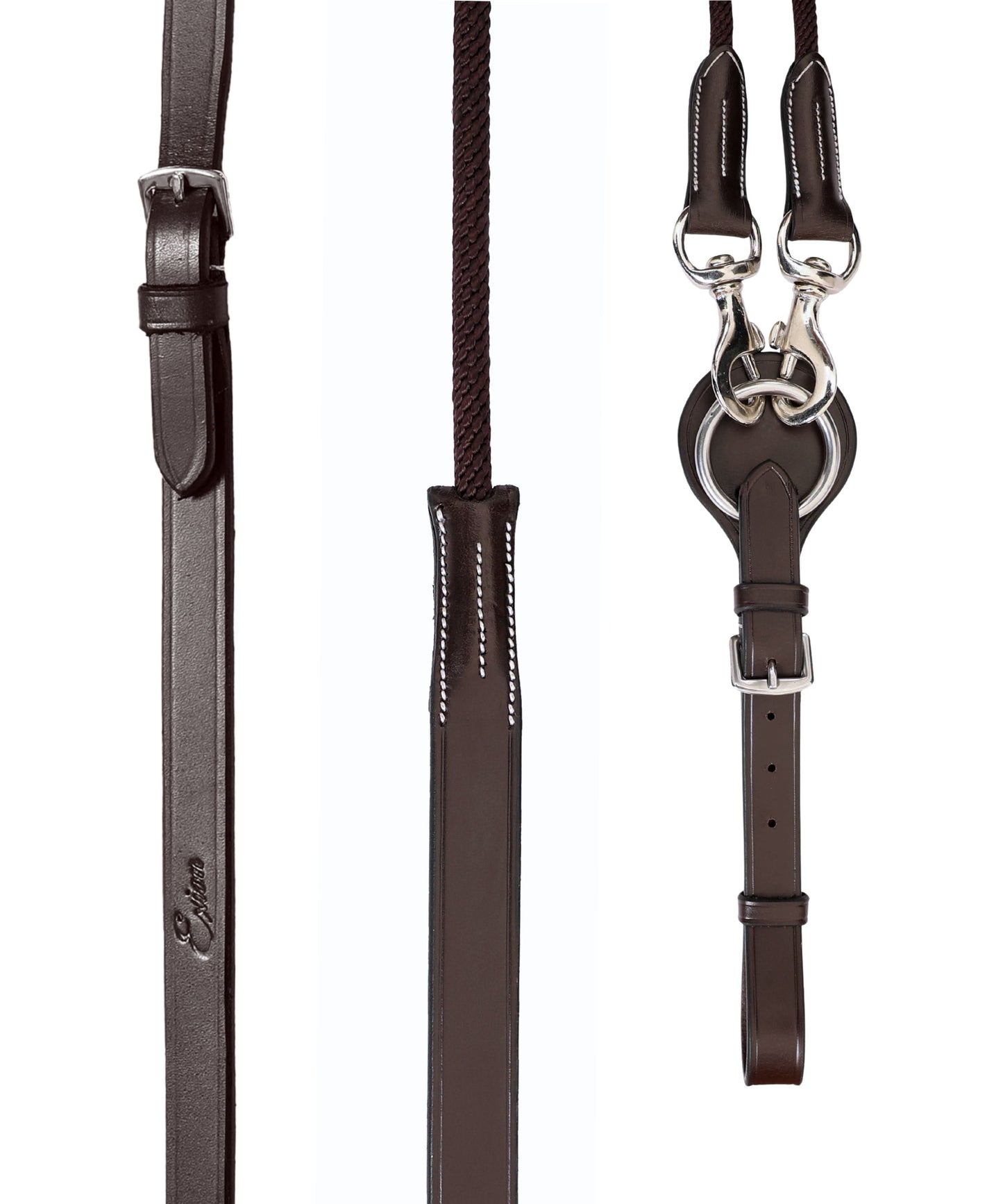 ExionPro Rope & Leather Draw Reins with Girth Loop