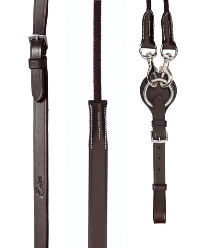 ExionPro Rope & Leather Draw Reins with Girth Loop