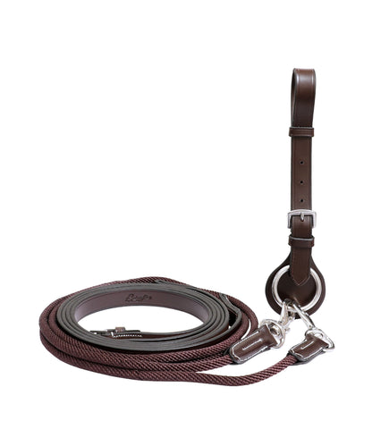 ExionPro Rope & Leather Draw Reins with Girth Loop