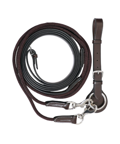 ExionPro Rope & Leather Draw Reins with Girth Loop