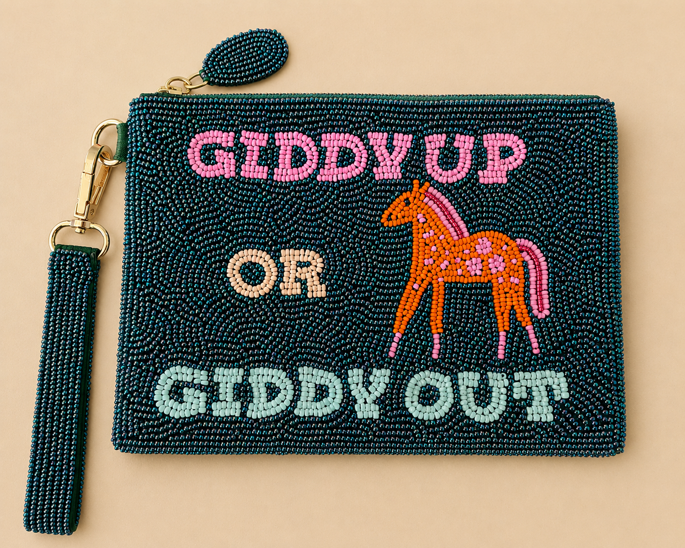 Giddy Up or Giddy Out Medium Beaded Pouch