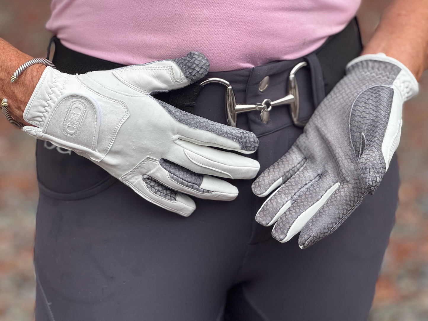 Oil-Tac Copper Tech™️ Leather Premium Riding Glove in White - Riders Choice Supply Co