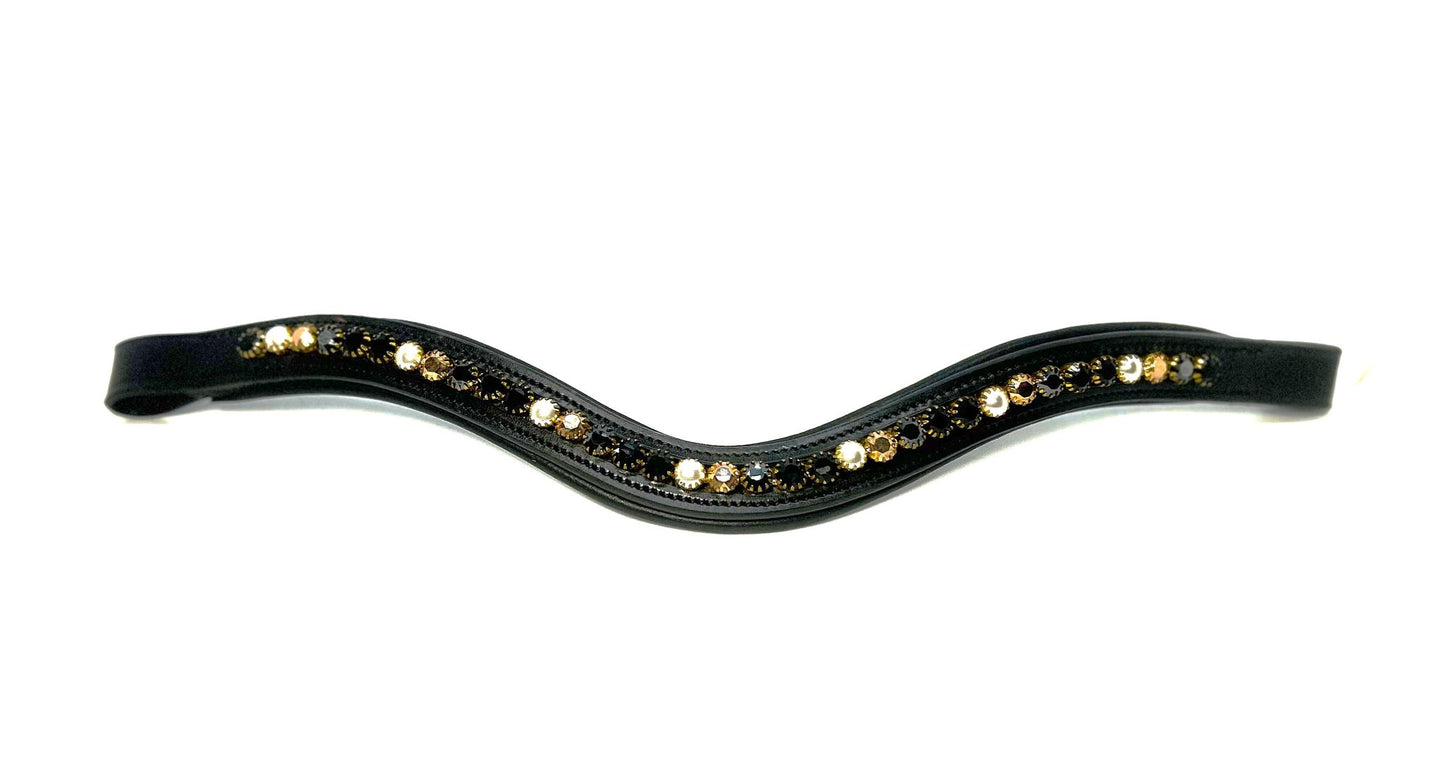 KL Select Red Barn Curved Cobalt & Copper Browband Black