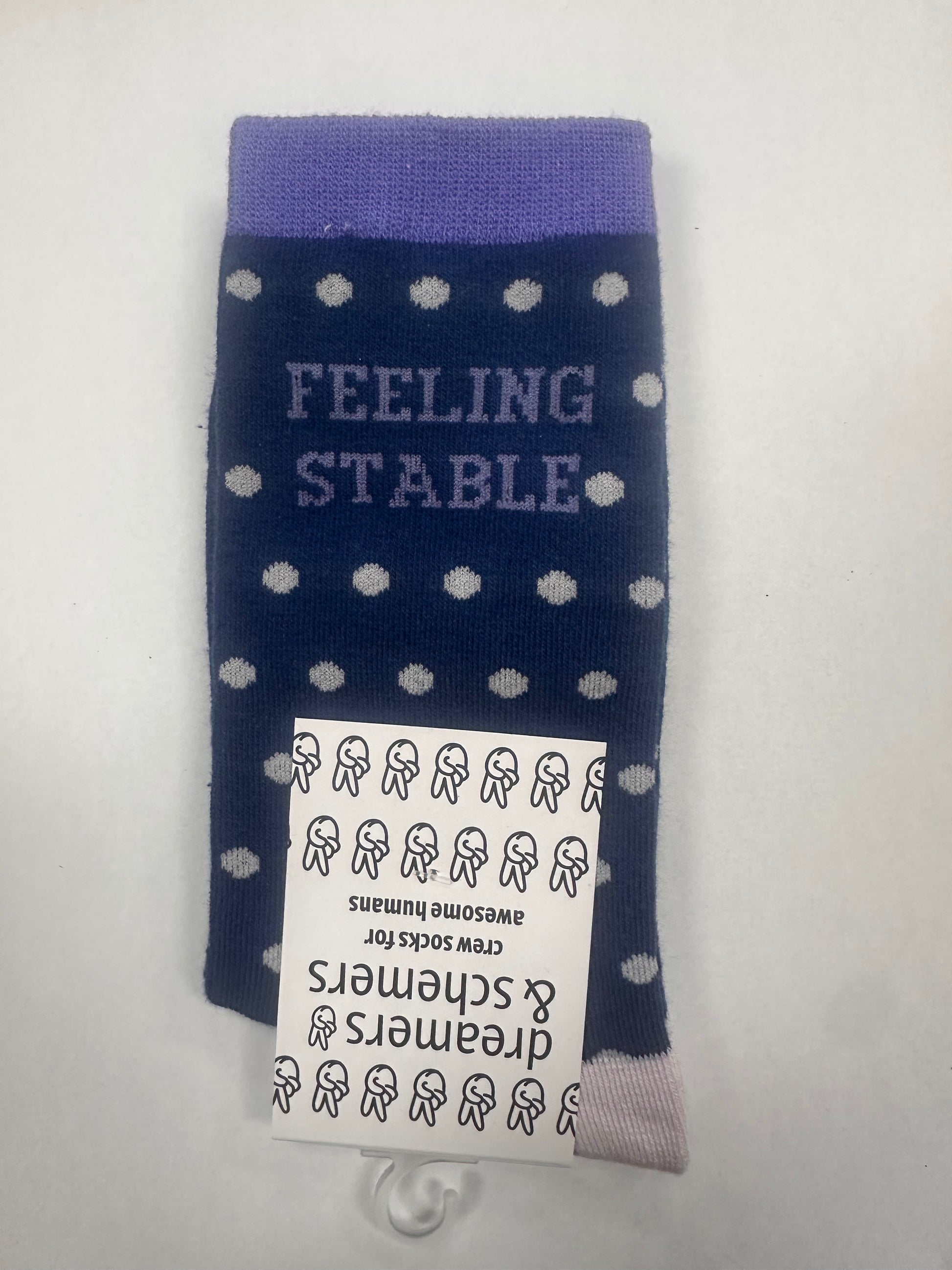 Dreamers & Schemers Feeling Stable- Blue Knit Crew Socks Womens 5-11 - Riders Choice Supply Co
