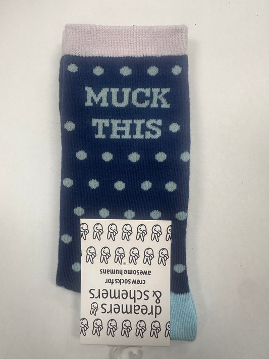Dreamers & Schemers Muck This-Blue Knit Crew Socks Womens 5-11 - Riders Choice Supply Co