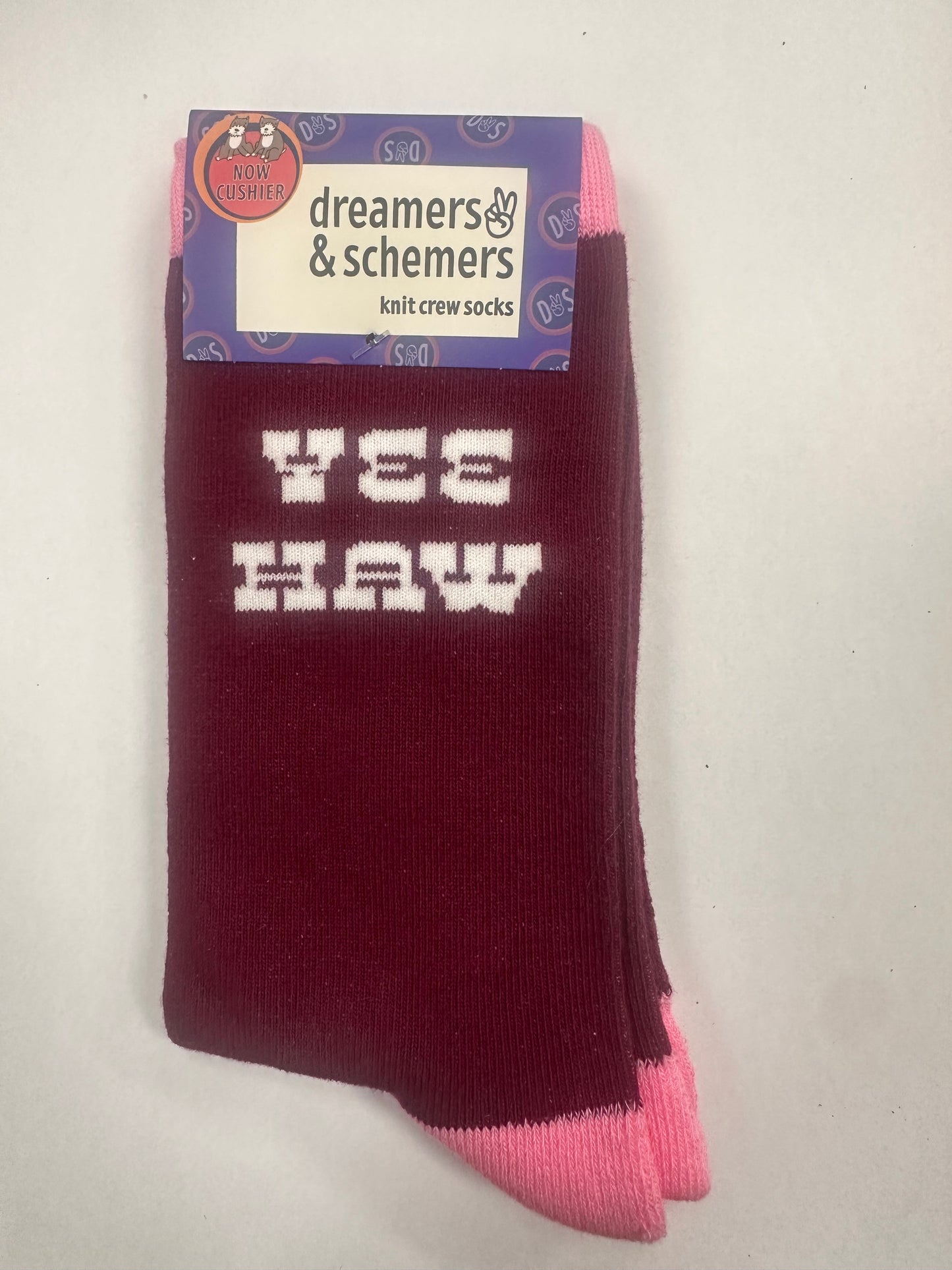 Dreamers & Schemers Yee Haw Red Knit Crew Socks Womens 5-11 - Riders Choice Supply Co