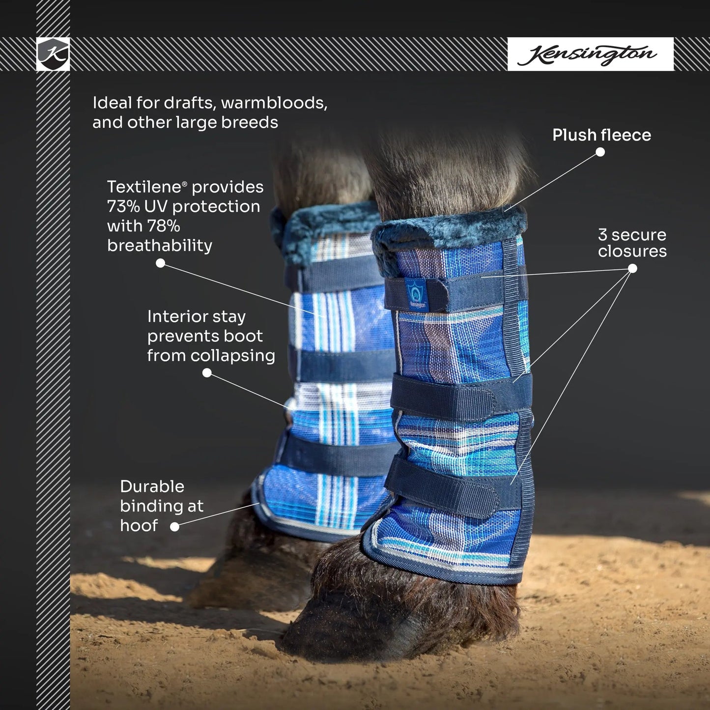 Draft Fly Boots with Fleece Trim - Set of 2 - 73% UV + Fly Protection - Riders Choice Supply Co