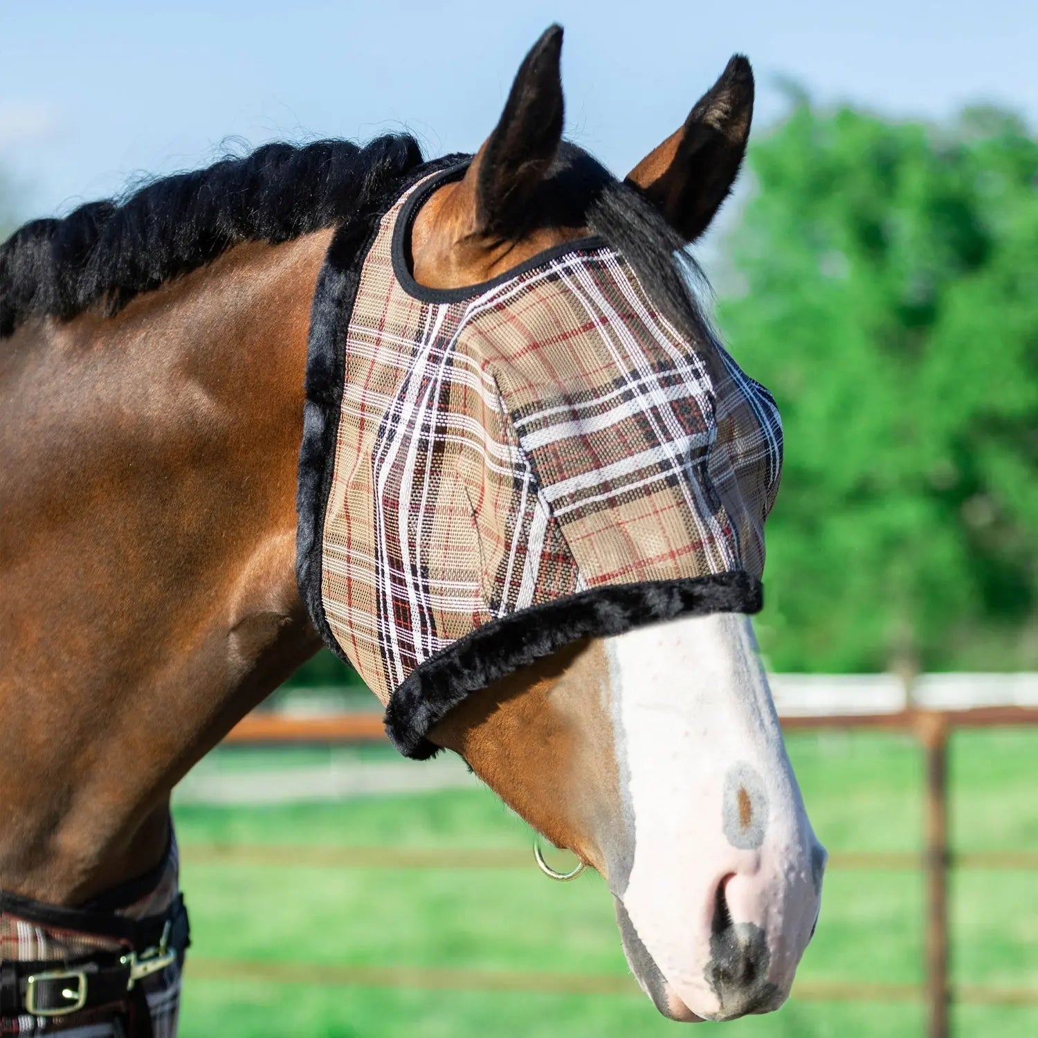 Fly Mask with Fleece Trim & 73% UV Protection - Open Top Design - Riders Choice Supply Co