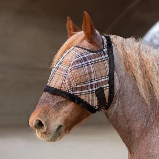 Draft Horse Fly Mask with Fleece Trim & 73% UV Protection - Open Top Design - Riders Choice Supply Co