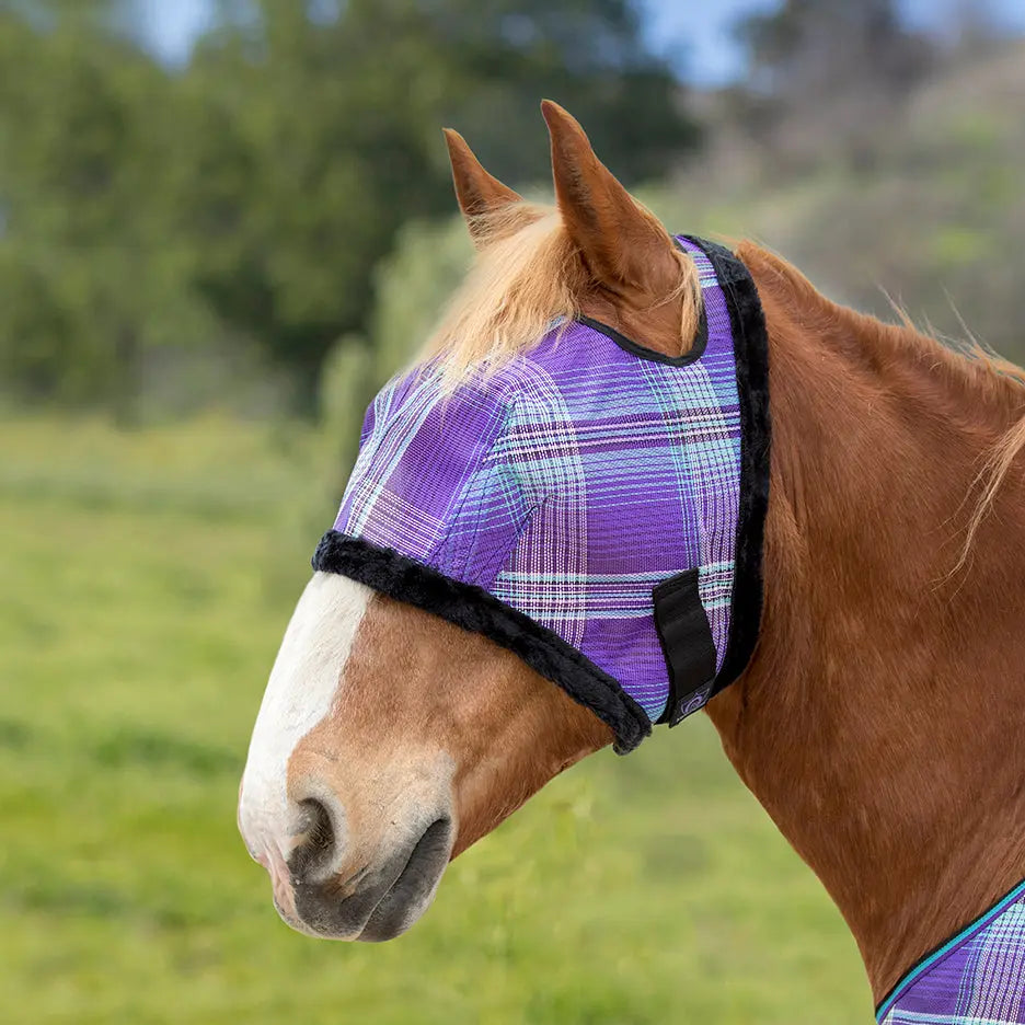 Draft Horse Fly Mask with Fleece Trim & 73% UV Protection - Open Top Design - Riders Choice Supply Co