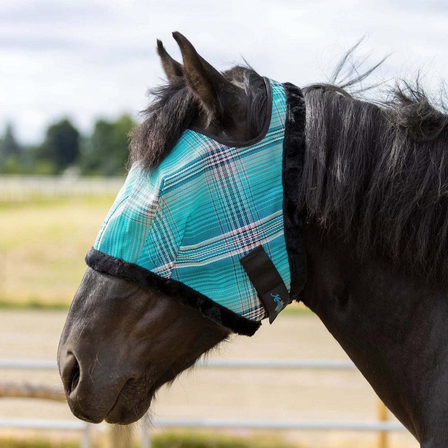 Draft Horse Fly Mask with Fleece Trim & 73% UV Protection - Open Top Design - Riders Choice Supply Co
