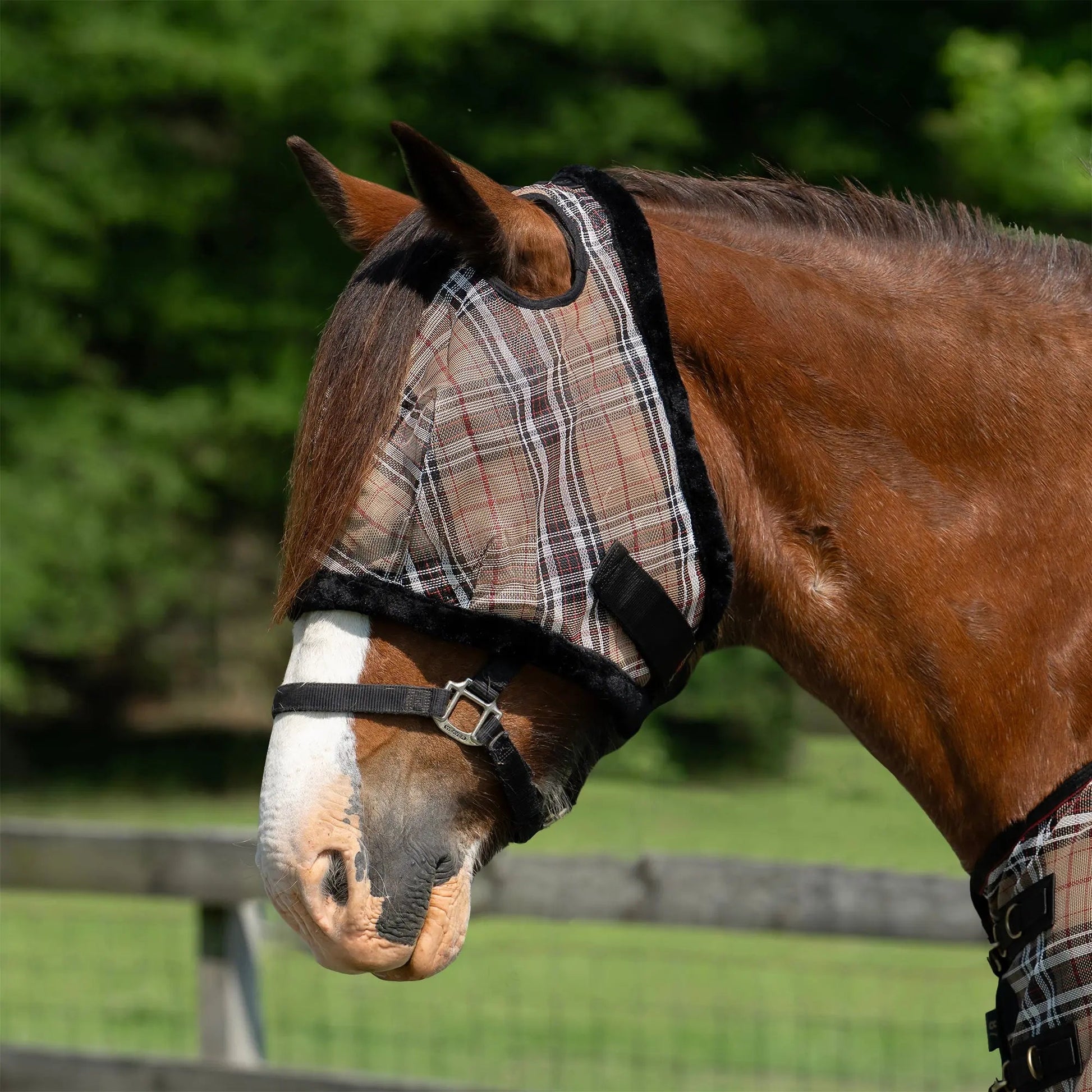 Draft Horse Fly Mask with Fleece Trim & 73% UV Protection - Riders Choice Supply Co