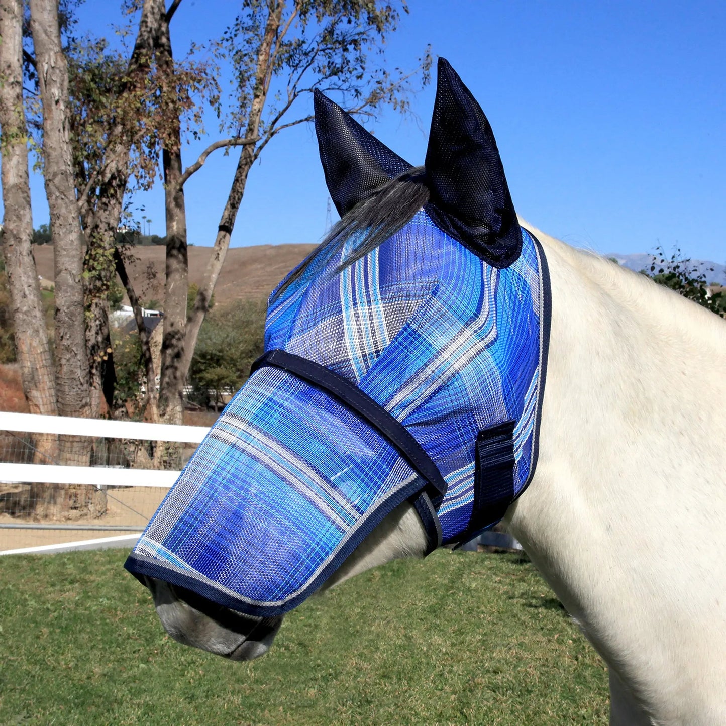 Fly Mask with Long Nose, Ears & 73% UV Protection - Riders Choice Supply Co