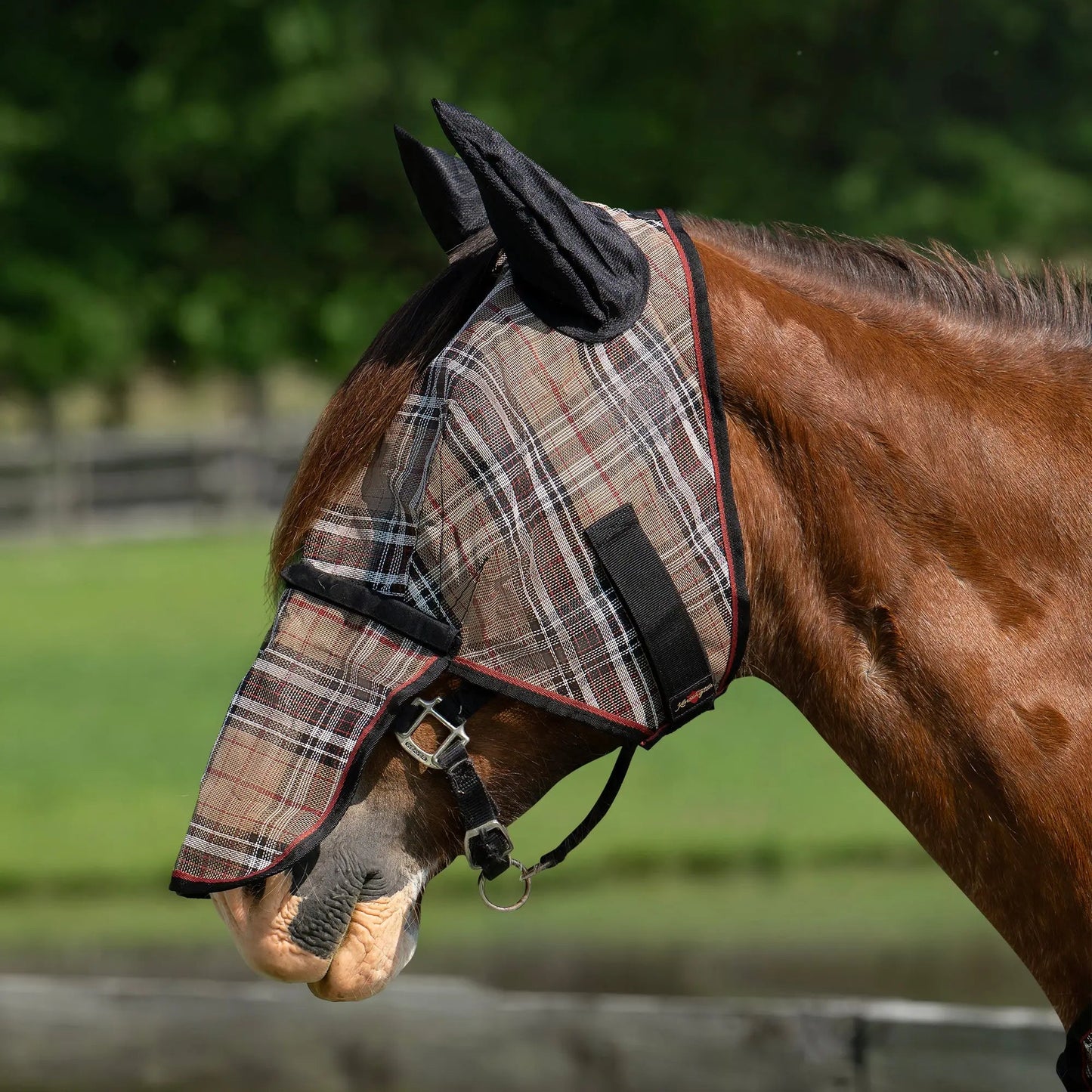 Draft Horse Fly Mask with Long Nose, Ears & 73% UV Protection - Riders Choice Supply Co