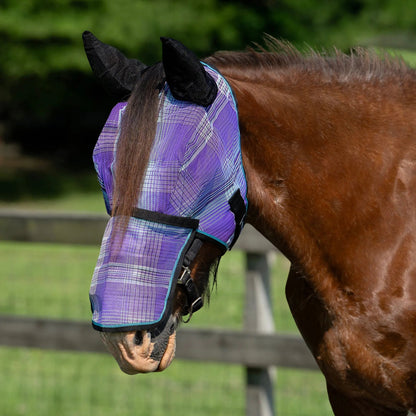 Draft Horse Fly Mask with Long Nose, Ears & 73% UV Protection - Riders Choice Supply Co