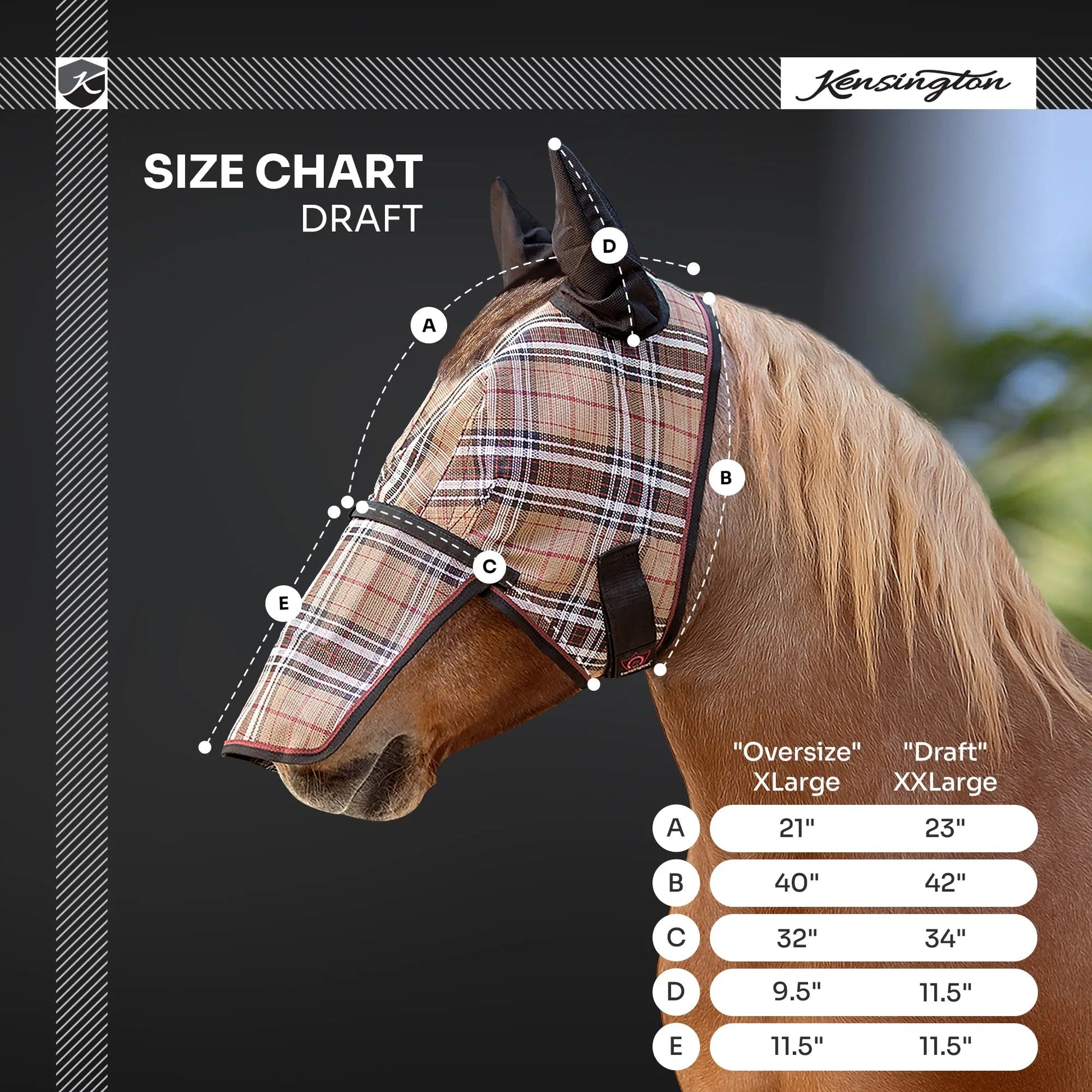 Draft Horse Fly Mask with Long Nose, Ears & 73% UV Protection - Riders Choice Supply Co