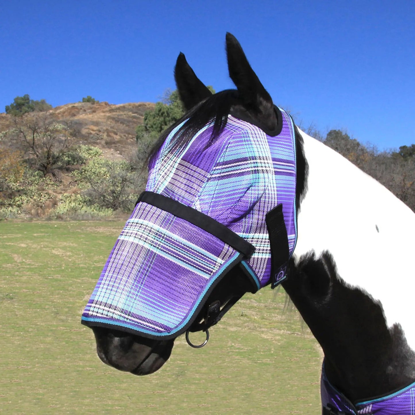 Fly Mask with Nose & 73% UV Protection - Open Top Design - Riders Choice Supply Co