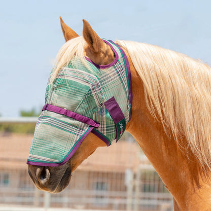 Fly Mask with Nose & 73% UV Protection - Open Top Design - Riders Choice Supply Co