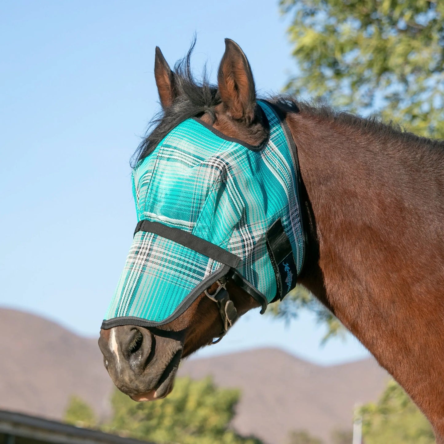 Fly Mask with Nose & 73% UV Protection - Open Top Design - Riders Choice Supply Co