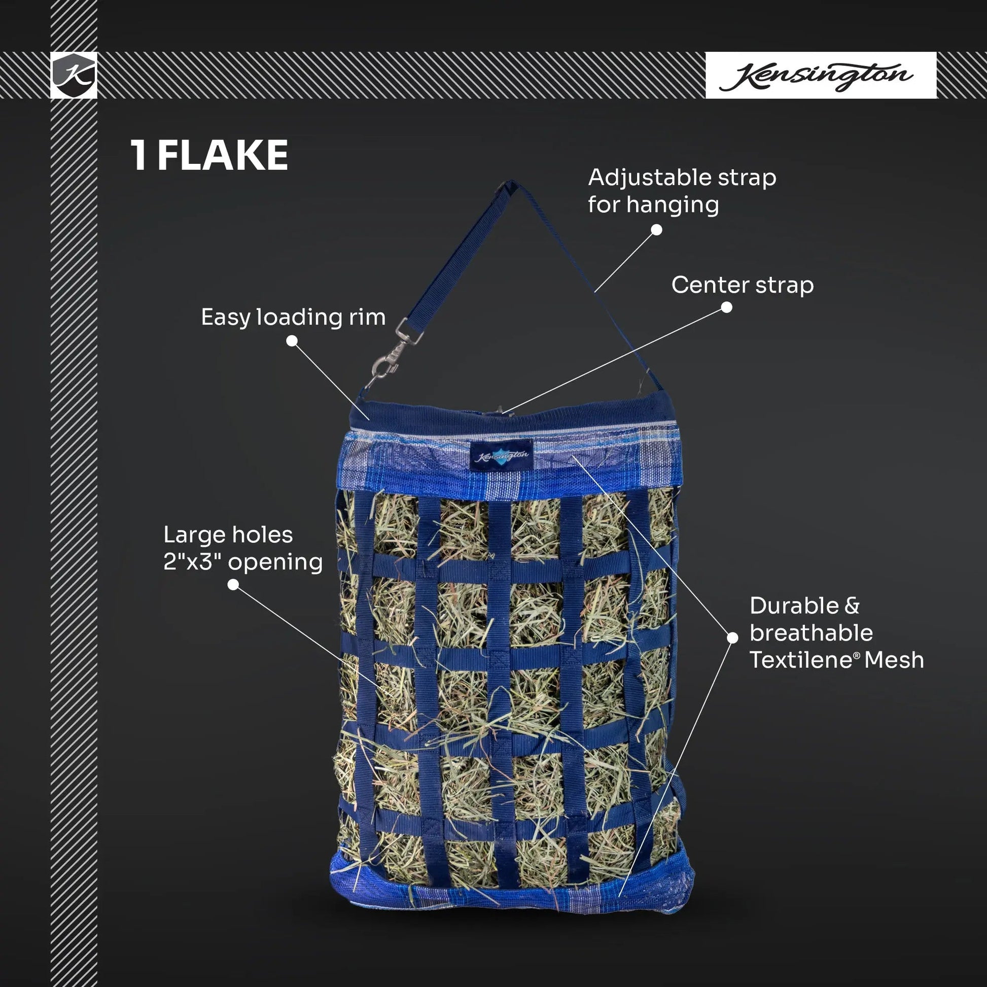 Slow Feed Hay Bag with Easy Load Rim - 1 Flake Capacity - Riders Choice Supply Co