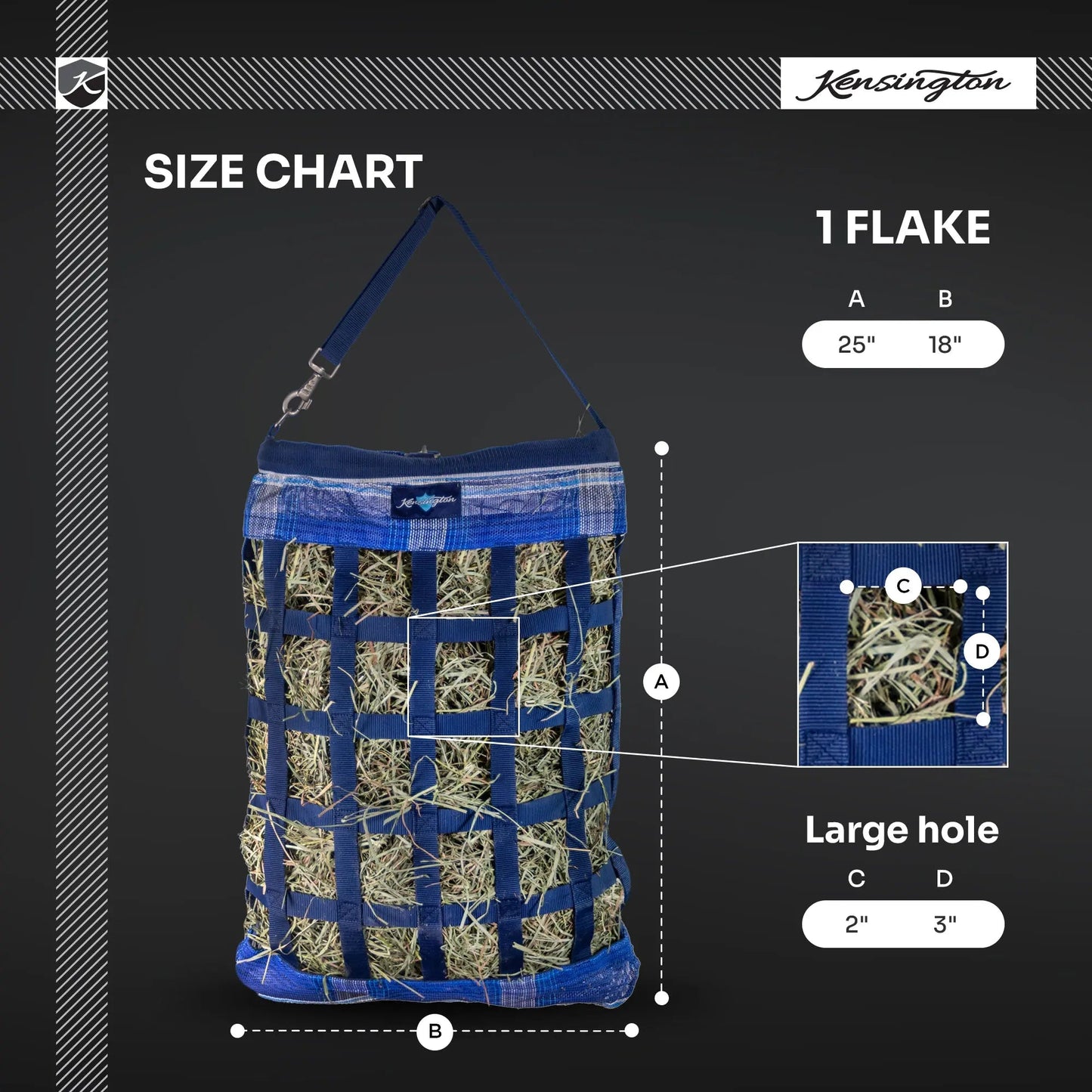 Slow Feed Hay Bag with Easy Load Rim - 1 Flake Capacity - Riders Choice Supply Co
