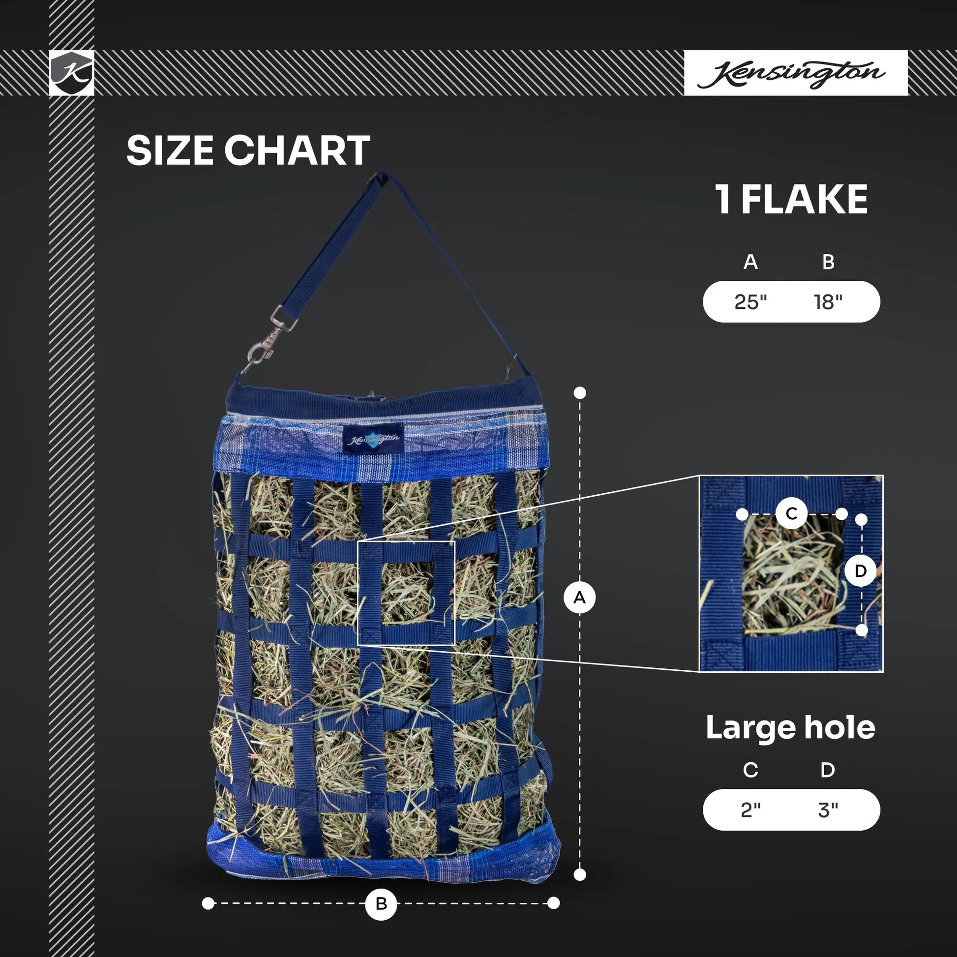 Slow Feed Hay Bag with Easy Load Rim - 1 Flake Capacity - Riders Choice Supply Co