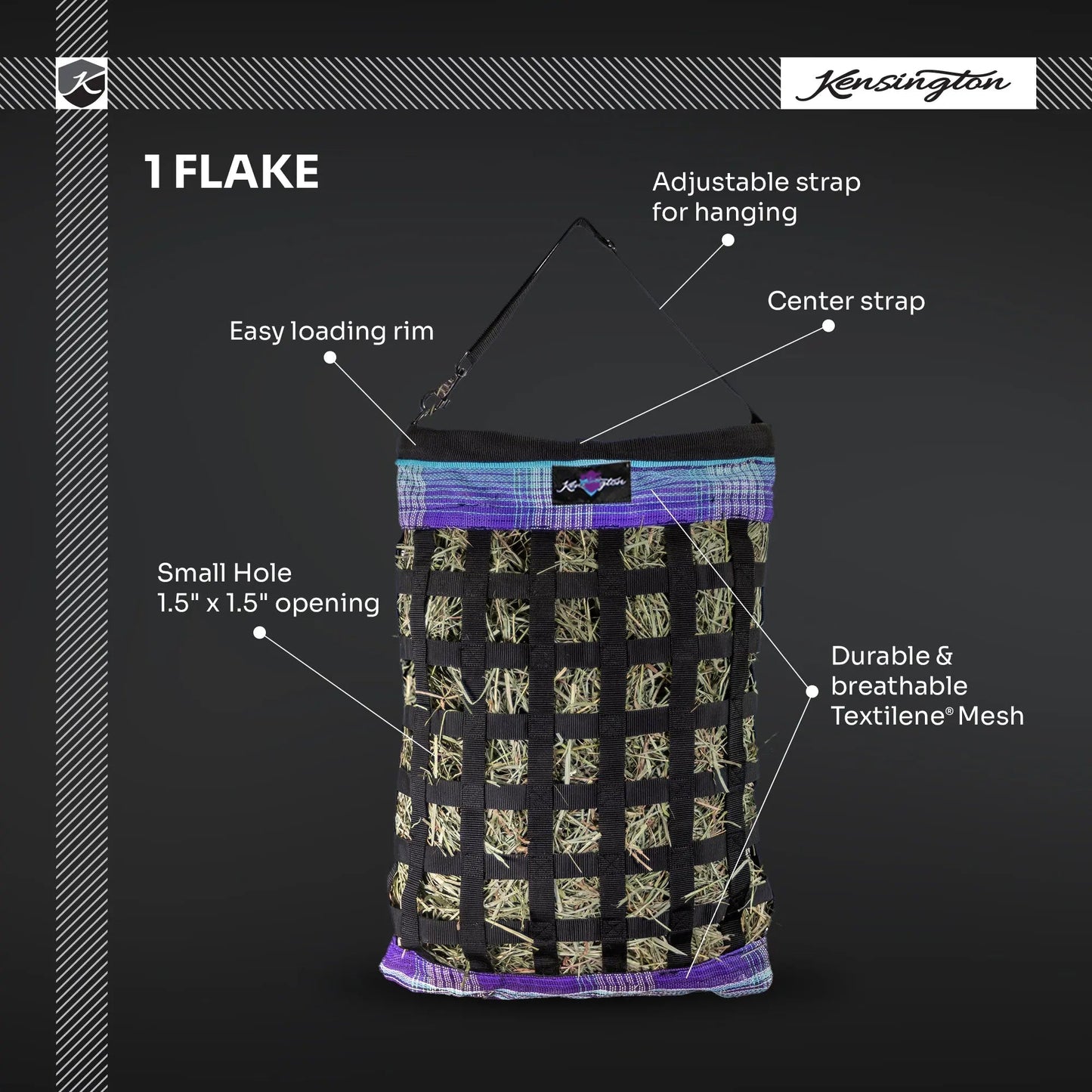 Slow Feed Hay Bag with Easy Load Rim - 1 Flake Capacity - Riders Choice Supply Co