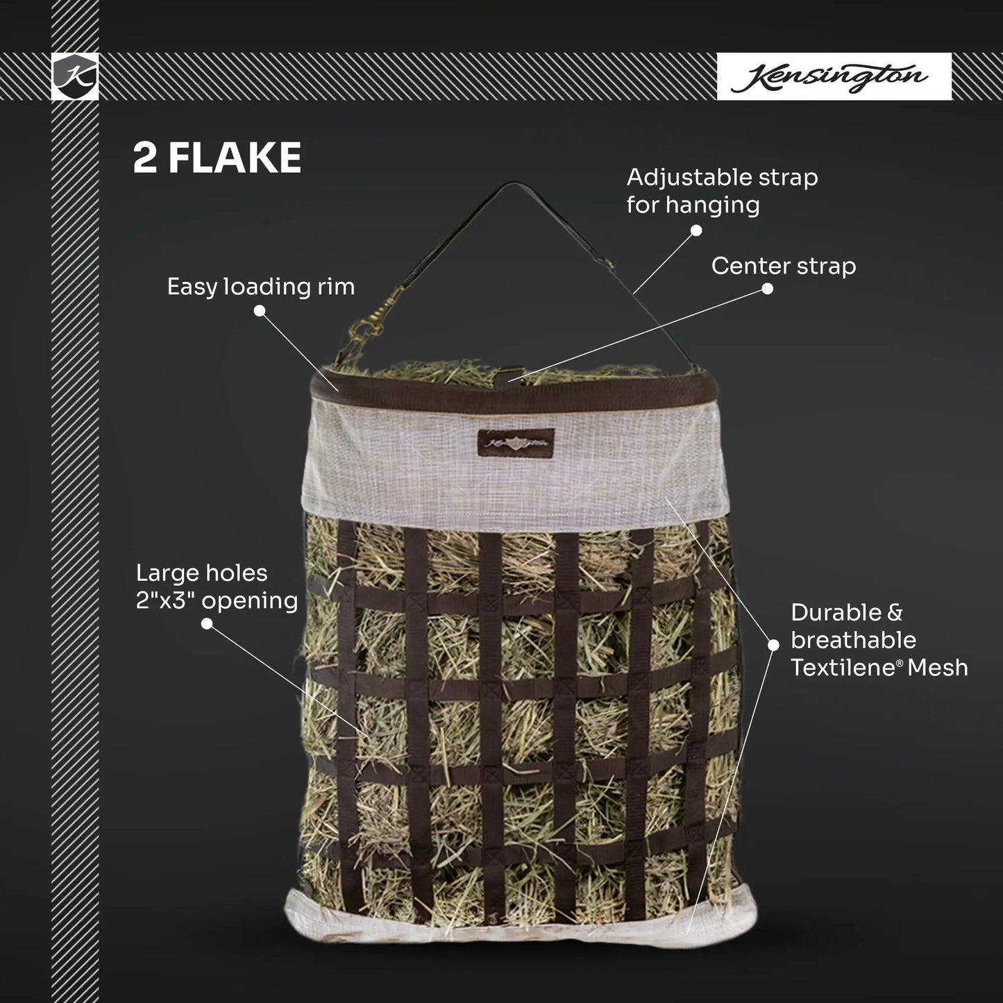 Slow Feed Hay Bag with Easy Load Rim - 2 Flake Capacity - Riders Choice Supply Co