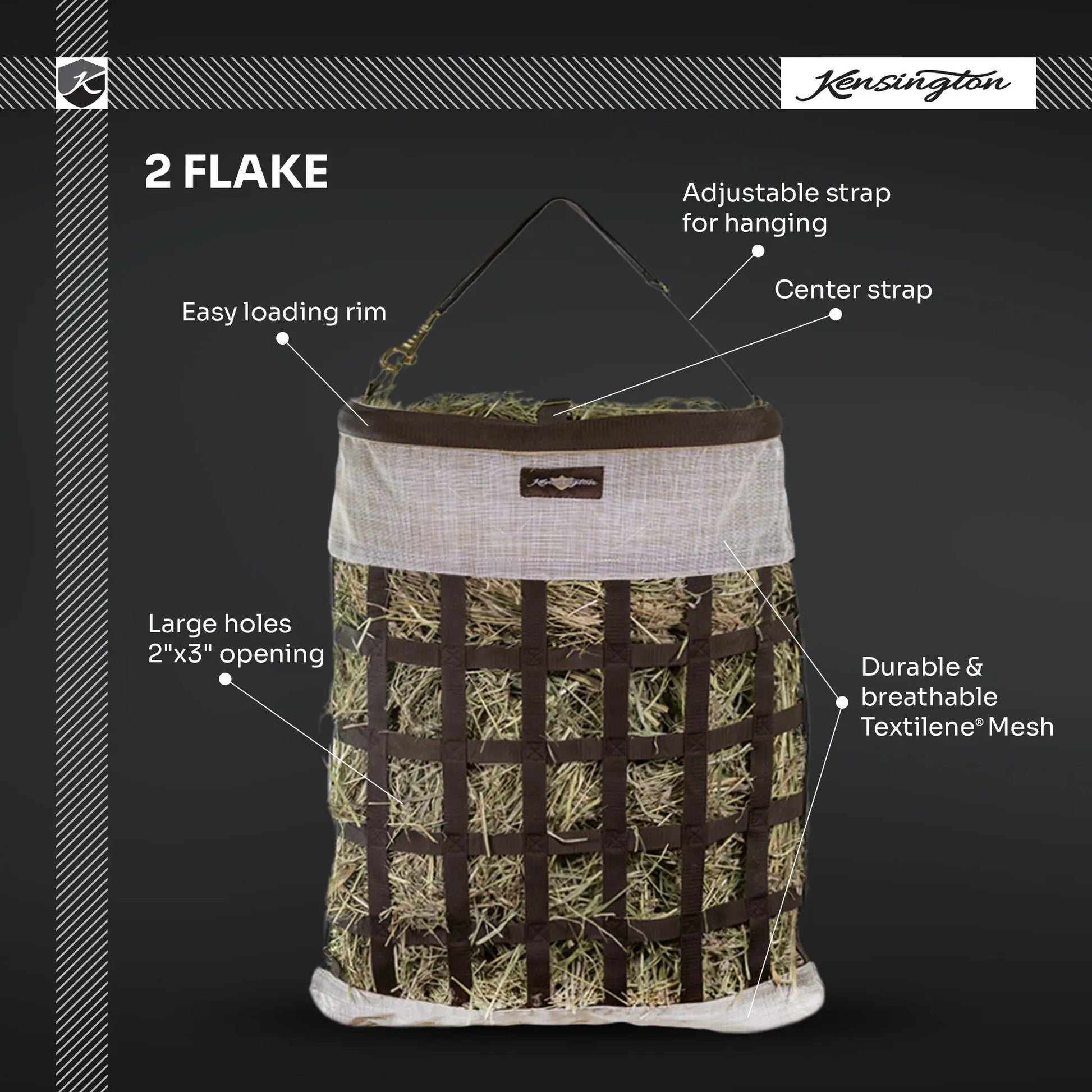 Slow Feed Hay Bag with Easy Load Rim - 2 Flake Capacity - Riders Choice Supply Co