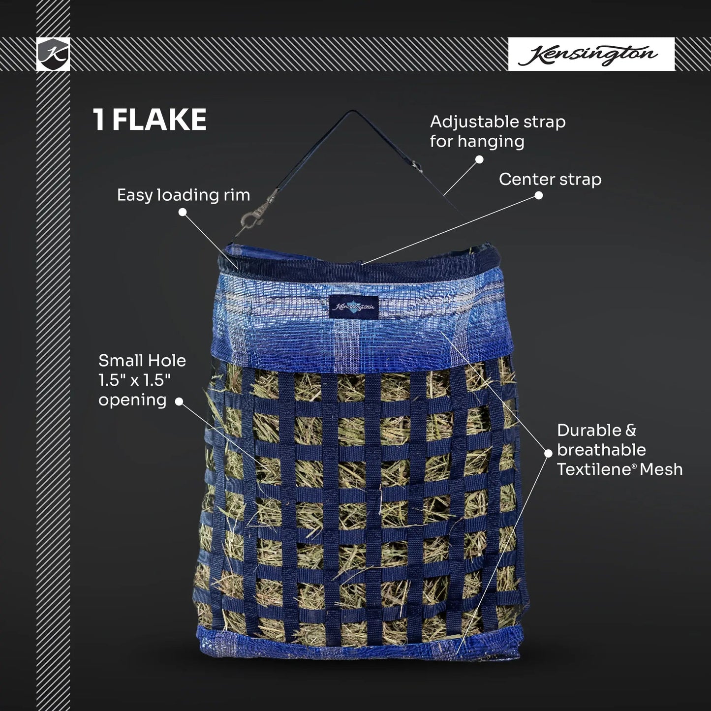 Slow Feed Hay Bag with Easy Load Rim - 2 Flake Capacity - Riders Choice Supply Co