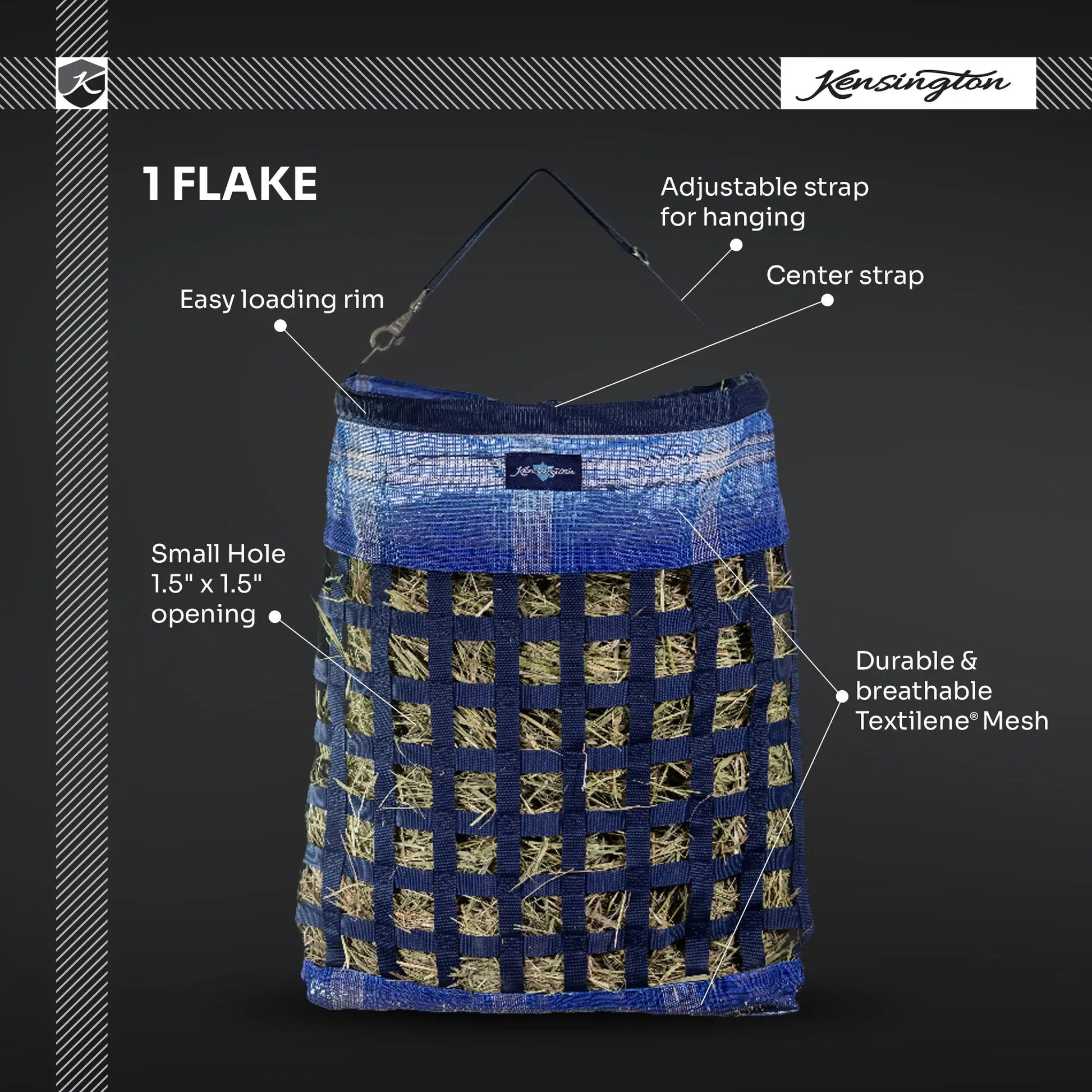 Slow Feed Hay Bag with Easy Load Rim - 2 Flake Capacity - Riders Choice Supply Co